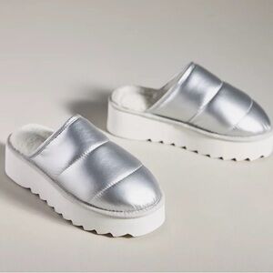 Anthropologie Maeve Puffy Silver Women's Slip-On Platform Shoes